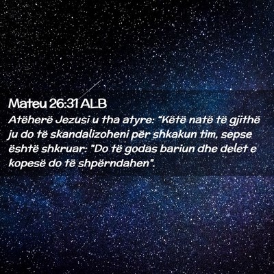 Picture 02 - Mateu 26:31 ALB - Atëherë Jezusi u tha atyre: “Këtë natë të - Bible Verse Picture