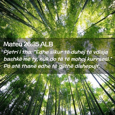 Picture 02 - Mateu 26:35 ALB - Pjetri i tha: “Edhe sikur të duhej të vdisja - Bible Verse Picture