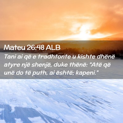 Picture 02 - Mateu 26:48 ALB - Tani ai që e tradhtonte u kishte dhënë atyre - Bible Verse Picture