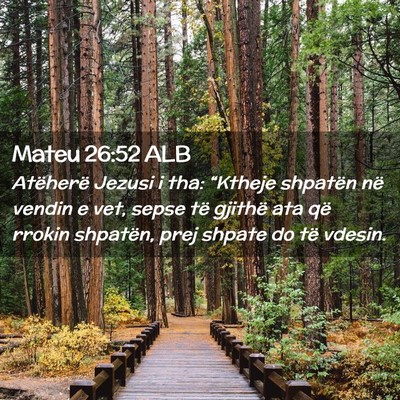 Picture 02 - Mateu 26:52 ALB - Atëherë Jezusi i tha: “Ktheje shpatën në - Bible Verse Picture