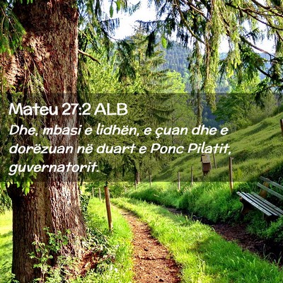 Picture 02 - Mateu 27:2 ALB - Dhe, mbasi e lidhën, e çuan dhe e dorëzuan në - Bible Verse Picture
