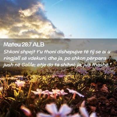 Picture 02 - Mateu 28:7 ALB - Shkoni shpejt t’u thoni dishepujve të tij se - Bible Verse Picture