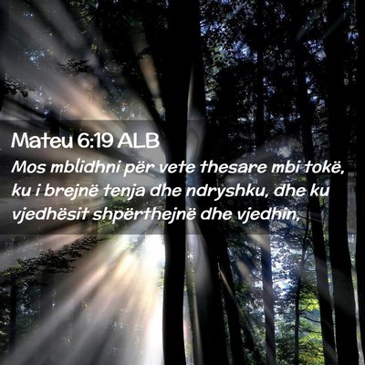 Picture 02 - Mateu 6:19 ALB - Mos mblidhni për vete thesare mbi tokë, ku i - Bible Verse Picture