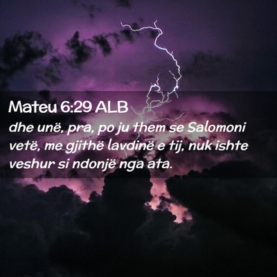 Picture 02 - Mateu 6:29 ALB - dhe unë, pra, po ju them se Salomoni vetë, me - Bible Verse Picture