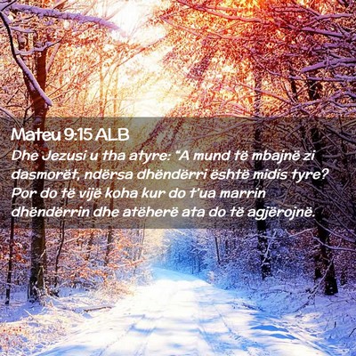Picture 02 - Mateu 9:15 ALB - Dhe Jezusi u tha atyre: “A mund të mbajnë zi - Bible Verse Picture