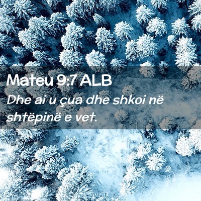 Picture 02 - Mateu 9:7 ALB - Dhe ai u çua dhe shkoi në shtëpinë e - Bible Verse Picture