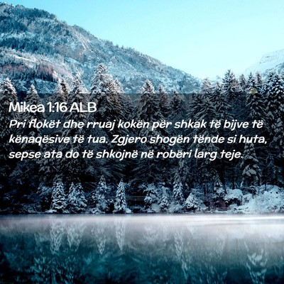 Picture 02 - Mikea 1:16 ALB - Pri flokët dhe rruaj kokën për shkak të bijve - Bible Verse Picture