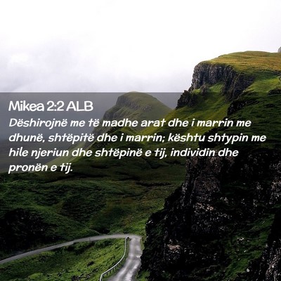Picture 02 - Mikea 2:2 ALB - Dëshirojnë me të madhe arat dhe i marrin me - Bible Verse Picture
