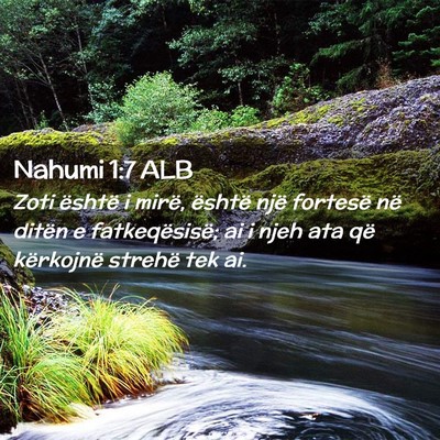 Picture 02 - Nahumi 1:7 ALB - Zoti është i mirë, është një fortesë në - Bible Verse Picture
