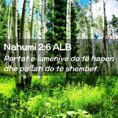 Picture 02 - Nahumi 2:6 ALB - Portat e lumenjve do të hapen dhe pallati do të - Bible Verse Picture