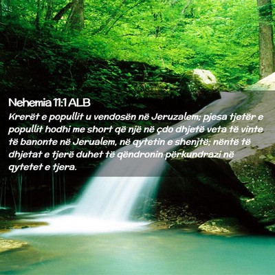 Picture 02 - Nehemia 11:1 ALB - Krerët e popullit u vendosën në Jeruzalem; - Bible Verse Picture