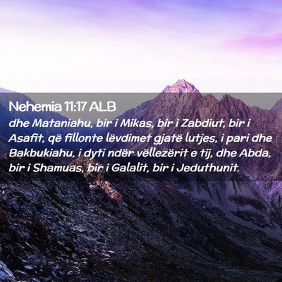 Picture 02 - Nehemia 11:17 ALB - dhe Mataniahu, bir i Mikas, bir i Zabdiut, bir i - Bible Verse Picture