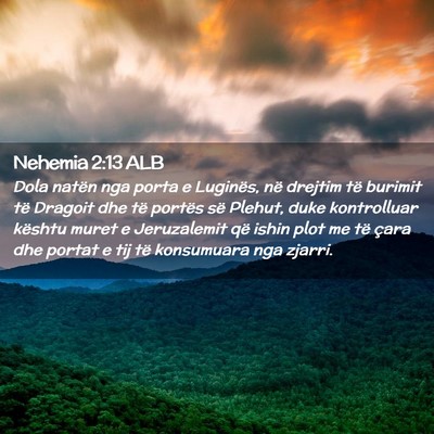 Picture 02 - Nehemia 2:13 ALB - Dola natën nga porta e Luginës, në drejtim të - Bible Verse Picture
