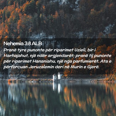 Picture 02 - Nehemia 3:8 ALB - Pranë tyre punonte për riparimet Uzieli, bir i - Bible Verse Picture