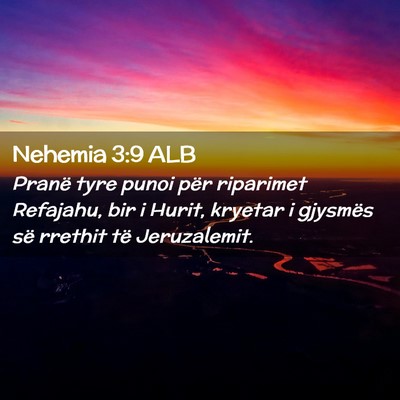 Picture 02 - Nehemia 3:9 ALB - Pranë tyre punoi për riparimet Refajahu, bir i - Bible Verse Picture