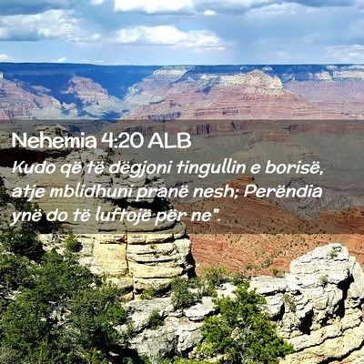 Picture 02 - Nehemia 4:20 ALB - Kudo që të dëgjoni tingullin e borisë, atje - Bible Verse Picture