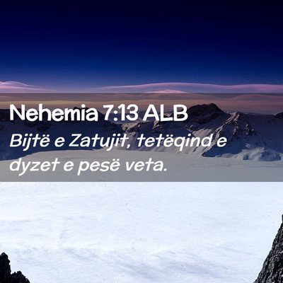 Picture 02 - Nehemia 7:13 ALB - Bijtë e Zatujit, tetëqind e dyzet e pesë - Bible Verse Picture