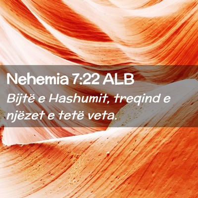 Picture 02 - Nehemia 7:22 ALB - Bijtë e Hashumit, treqind e njëzet e tetë - Bible Verse Picture