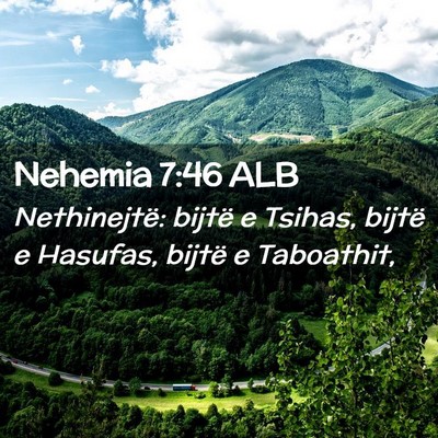 Picture 02 - Nehemia 7:46 ALB - Nethinejtë: bijtë e Tsihas, bijtë e Hasufas, - Bible Verse Picture