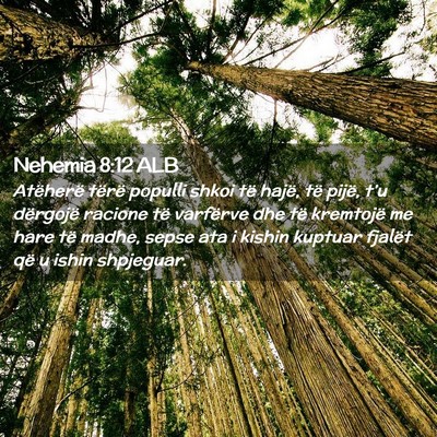 Picture 02 - Nehemia 8:12 ALB - Atëherë tërë populli shkoi të hajë, të - Bible Verse Picture