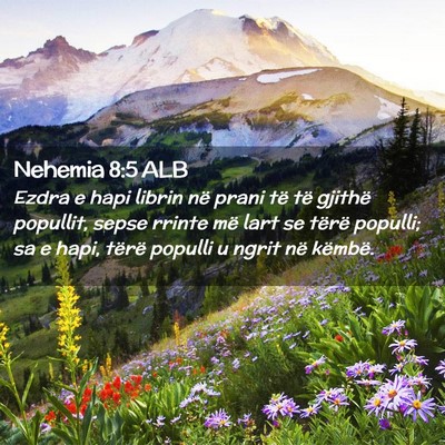 Picture 02 - Nehemia 8:5 ALB - Ezdra e hapi librin në prani të të gjithë - Bible Verse Picture