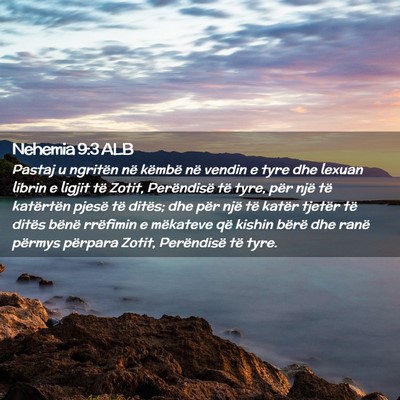 Picture 02 - Nehemia 9:3 ALB - Pastaj u ngritën në këmbë në vendin e tyre - Bible Verse Picture