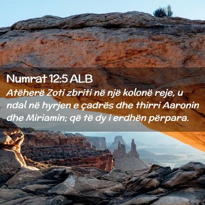 Picture 02 - Numrat 12:5 ALB - Atëherë Zoti zbriti në një kolonë reje, u - Bible Verse Picture