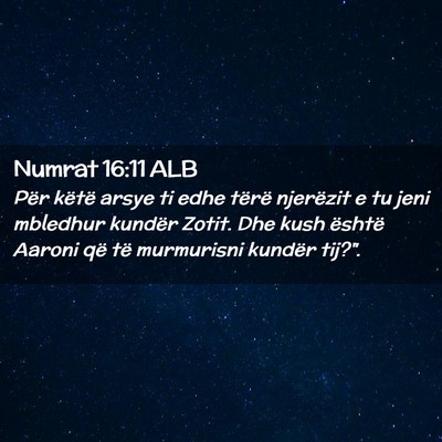 Picture 02 - Numrat 16:11 ALB - Për këtë arsye ti edhe tërë njerëzit e tu - Bible Verse Picture