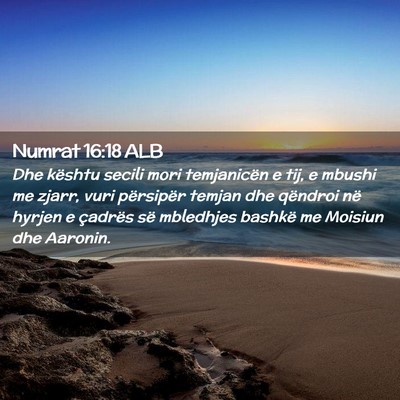Picture 02 - Numrat 16:18 ALB - Dhe kështu secili mori temjanicën e tij, e - Bible Verse Picture