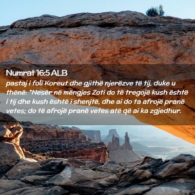 Picture 02 - Numrat 16:5 ALB - pastaj i foli Koreut dhe gjithë njerëzve të - Bible Verse Picture