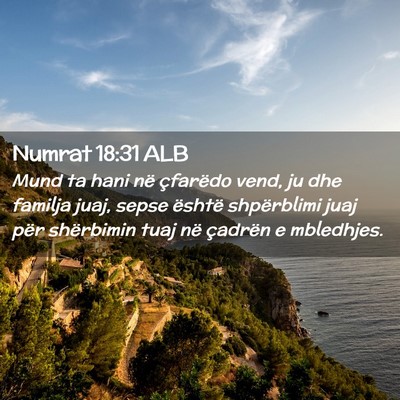 Picture 02 - Numrat 18:31 ALB - Mund ta hani në çfarëdo vend, ju dhe familja - Bible Verse Picture