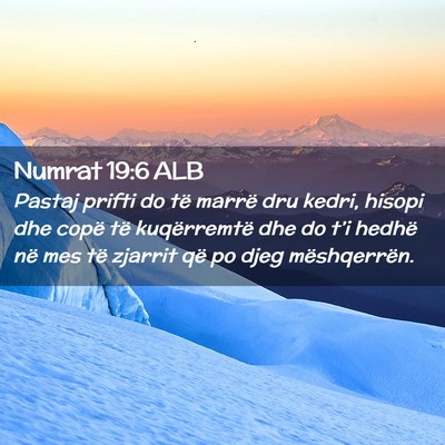 Picture 02 - Numrat 19:6 ALB - Pastaj prifti do të marrë dru kedri, hisopi dhe - Bible Verse Picture