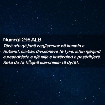 Picture 02 - Numrat 2:16 ALB - Tërë ata që janë regjistruar në kampin e - Bible Verse Picture