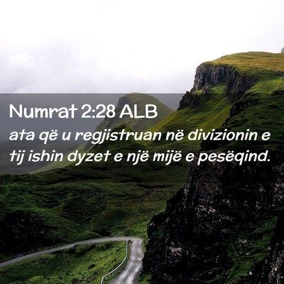 Picture 02 - Numrat 2:28 ALB - ata që u regjistruan në divizionin e tij ishin - Bible Verse Picture
