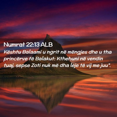 Picture 02 - Numrat 22:13 ALB - Kështu Balaami u ngrit në mëngjes dhe u tha - Bible Verse Picture