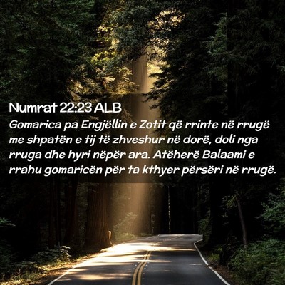 Picture 02 - Numrat 22:23 ALB - Gomarica pa Engjëllin e Zotit që rrinte në - Bible Verse Picture