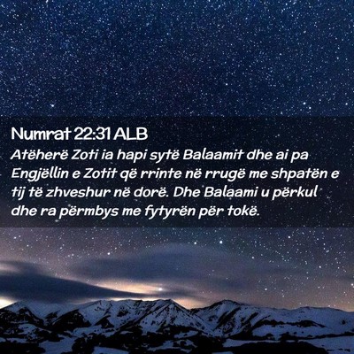 Picture 02 - Numrat 22:31 ALB - Atëherë Zoti ia hapi sytë Balaamit dhe ai pa - Bible Verse Picture