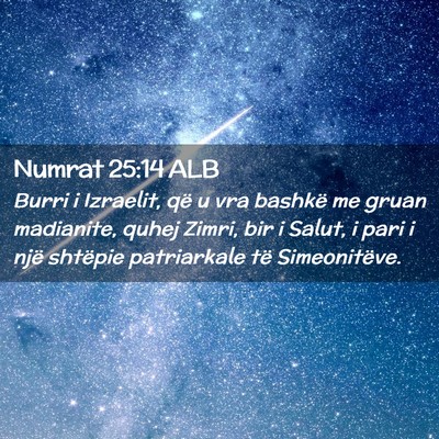 Picture 02 - Numrat 25:14 ALB - Burri i Izraelit, që u vra bashkë me gruan - Bible Verse Picture