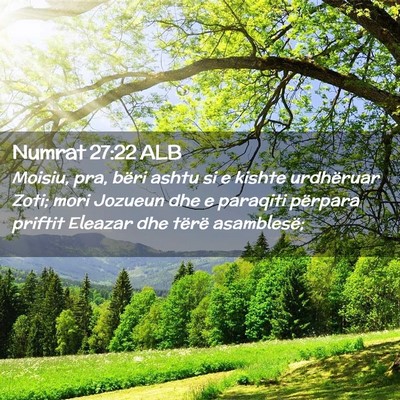 Picture 02 - Numrat 27:22 ALB - Moisiu, pra, bëri ashtu si e kishte urdhëruar - Bible Verse Picture