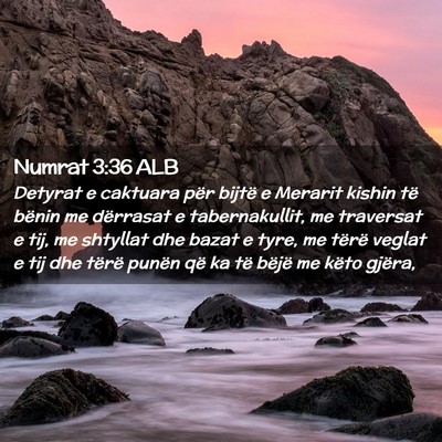 Picture 02 - Numrat 3:36 ALB - Detyrat e caktuara për bijtë e Merarit kishin - Bible Verse Picture