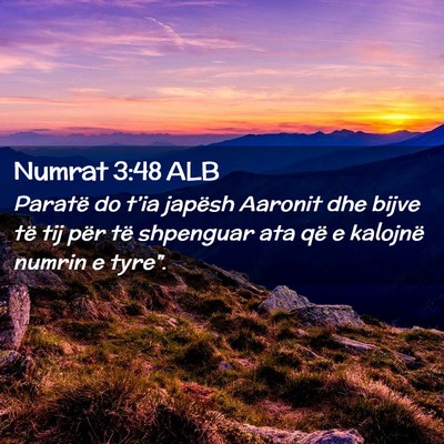 Picture 02 - Numrat 3:48 ALB - Paratë do t’ia japësh Aaronit dhe bijve të - Bible Verse Picture