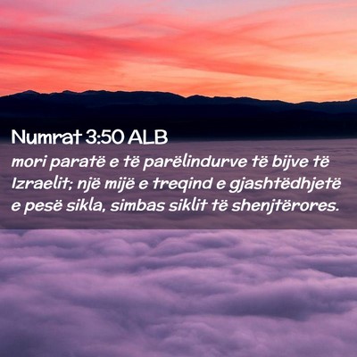 Picture 02 - Numrat 3:50 ALB - mori paratë e të parëlindurve të bijve të - Bible Verse Picture
