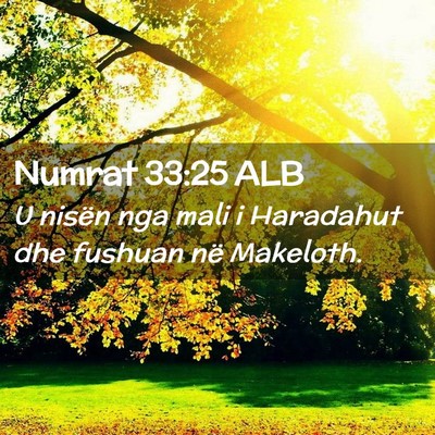 Picture 02 - Numrat 33:25 ALB - U nisën nga mali i Haradahut dhe fushuan në - Bible Verse Picture