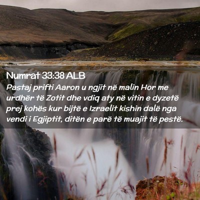 Picture 02 - Numrat 33:38 ALB - Pastaj prifti Aaron u ngjit në malin Hor me - Bible Verse Picture