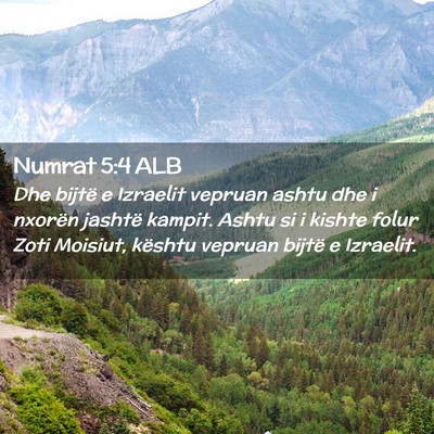 Picture 02 - Numrat 5:4 ALB - Dhe bijtë e Izraelit vepruan ashtu dhe i nxorën - Bible Verse Picture