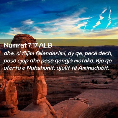 Picture 02 - Numrat 7:17 ALB - dhe, si flijim falënderimi, dy qe, pesë desh, - Bible Verse Picture