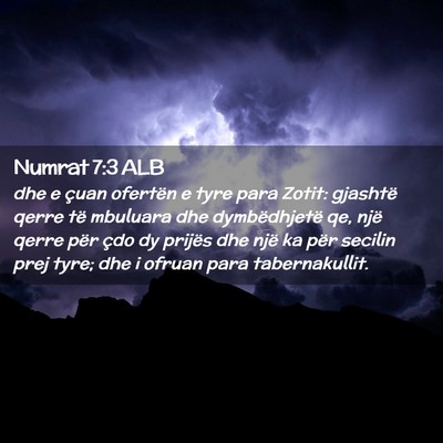 Picture 02 - Numrat 7:3 ALB - dhe e çuan ofertën e tyre para Zotit: gjashtë - Bible Verse Picture