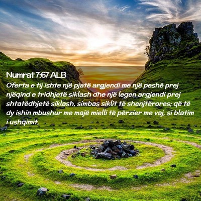 Picture 02 - Numrat 7:67 ALB - Oferta e tij ishte një pjatë argjendi me një - Bible Verse Picture