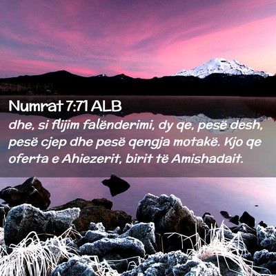 Picture 02 - Numrat 7:71 ALB - dhe, si flijim falënderimi, dy qe, pesë desh, - Bible Verse Picture