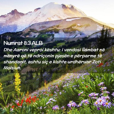 Picture 02 - Numrat 8:3 ALB - Dhe Aaroni veproi kështu: i vendosi llambat në - Bible Verse Picture